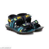 Comfortable blue/ylw patent leather boys sandal with printed net design, ideal for ages 12 months to 4 years